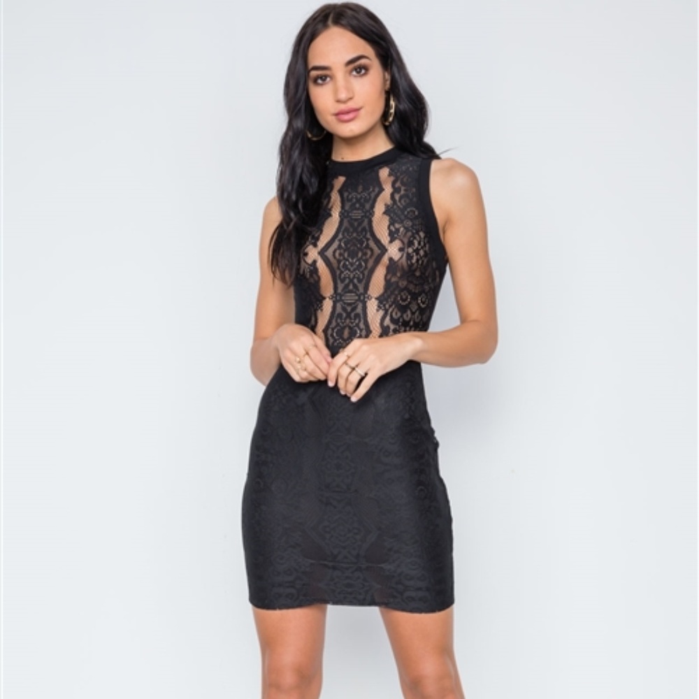 Black Sheer Sleeveless bodycon Mini Dress